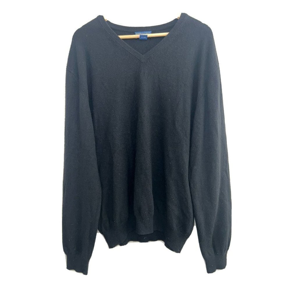 𝅺JOSEPH & Lyman Mens 100% Pure Cashmere  V-Neck Sweater Black MINT! XL (P)